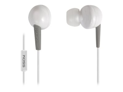 WHITE EARBUD WITH MICROPHONE ENHANCED DRIVER W/ 3CUSHION