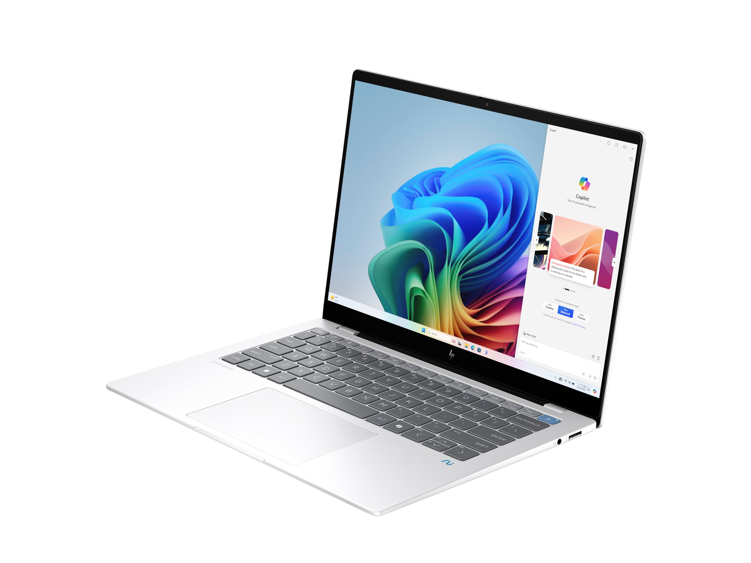 HP OmniBook X Laptop 14-fe1000QU Copilot+ PC 14 Qualcomm Snapdragon X Plus X1P-42-100 16 Product shot Right side 77950