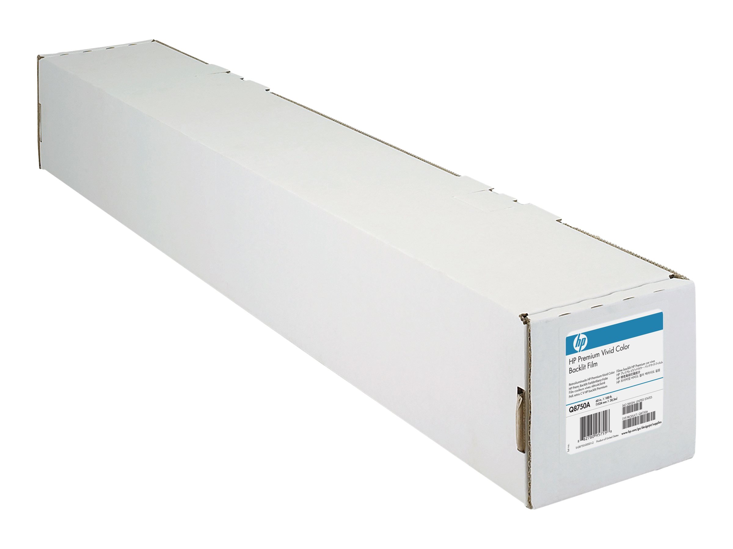HP Premium Vivid Color Backlit Film backlit film 1 roll(s) Roll (152.4 cm x 30.5 m) 285 Package view Left-angle 80042