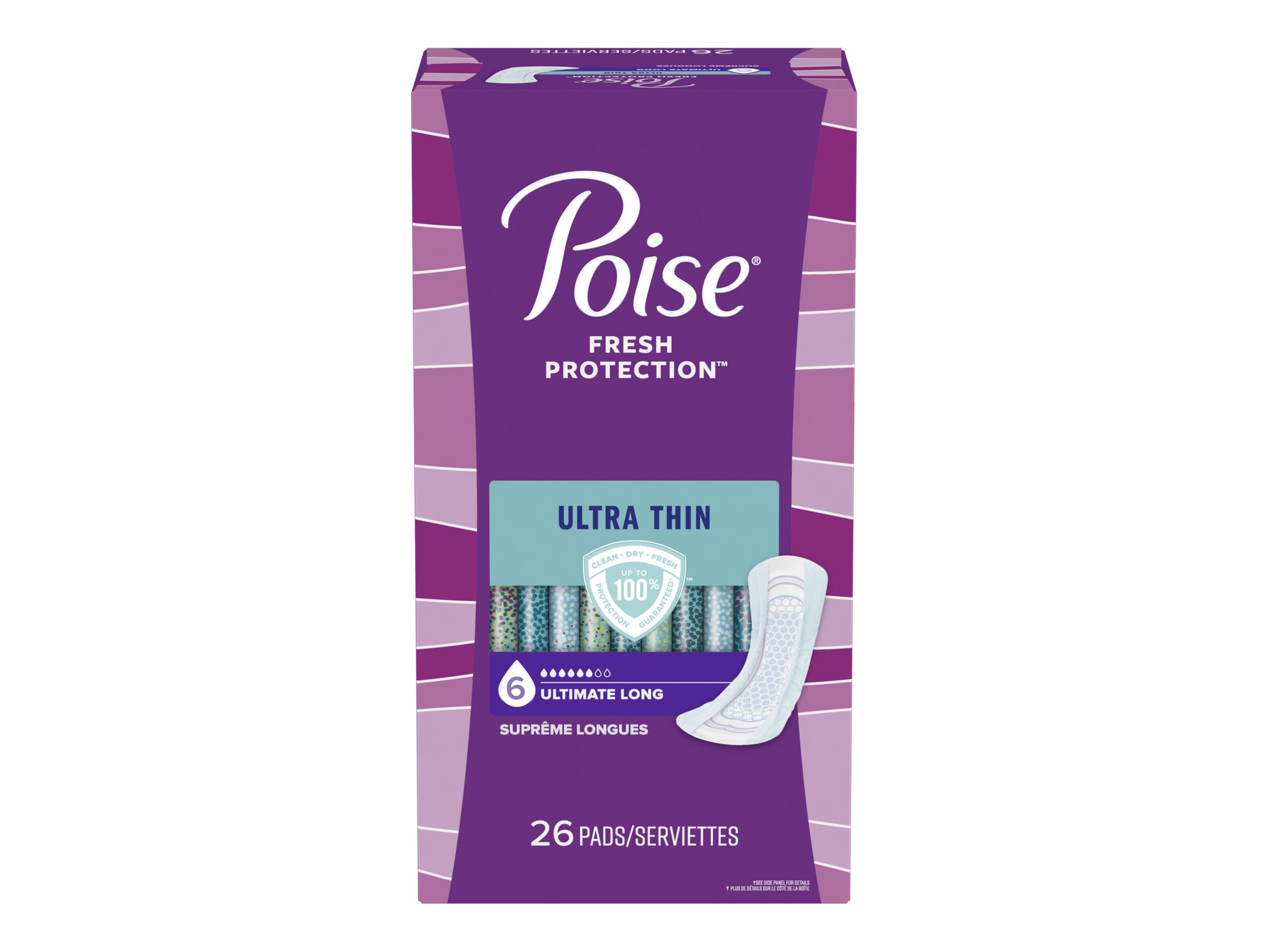 Poise Ultra Thin Long lenth Incontinence & Postpartum Pads - Ultimate Absorbency - 26 Count