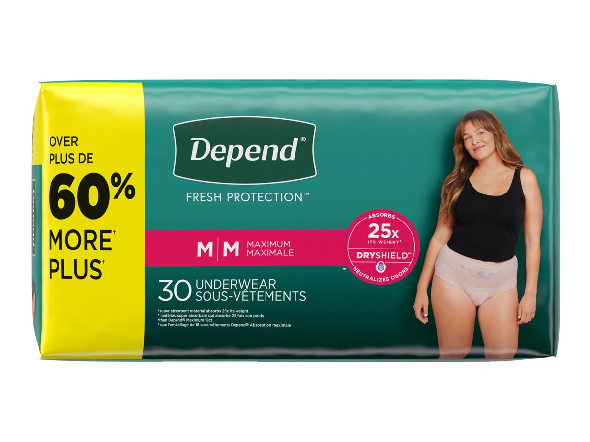 Depend Fresh Protection Adult Incontinence Underwear for Women - Blush -  Maximum - Medium - 30 Count