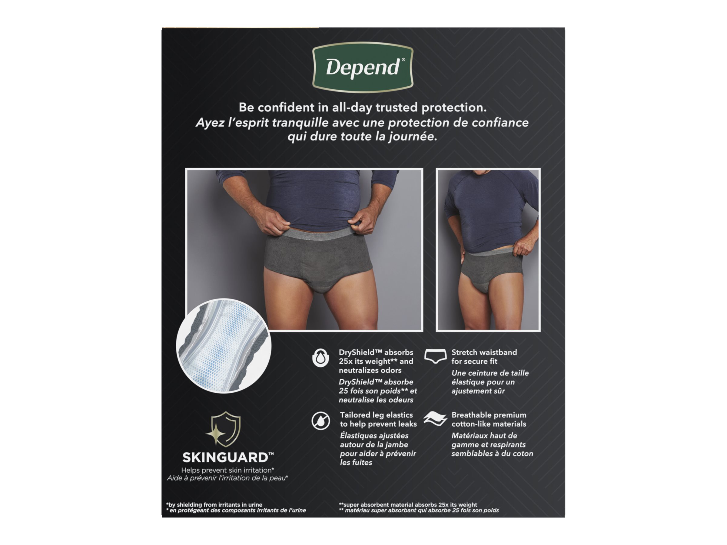 Depend Men's Real Fit Skinguard Incontinence Underwear Maximum L