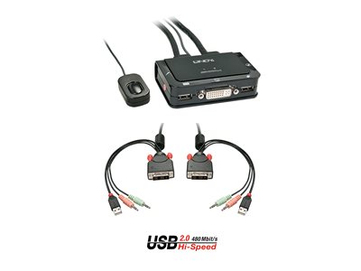 LINDY DVI KVM Switch 2 Port USB Audio