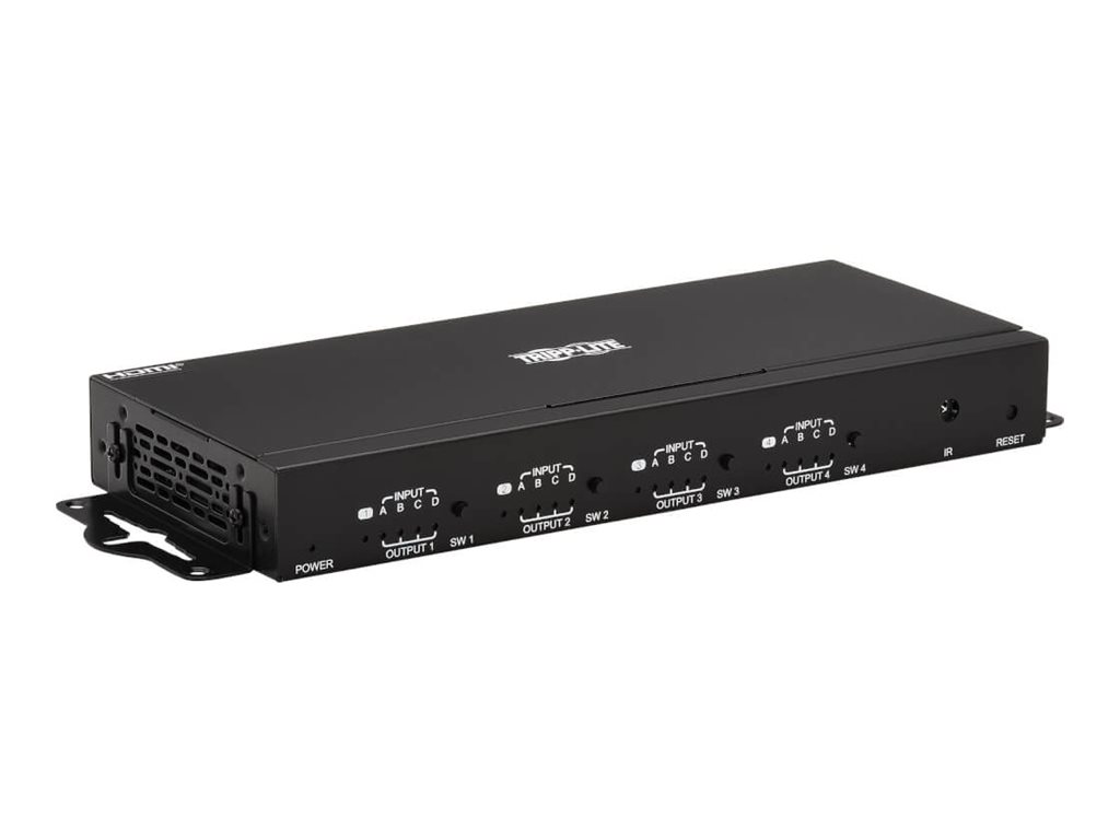 Eaton Tripp Lite series 4x4 HDMI Matrix Switch/Splitter with Remote Control and Multi-Resolution Support, 4K 60 Hz, HDR, 4:4:4, TAA