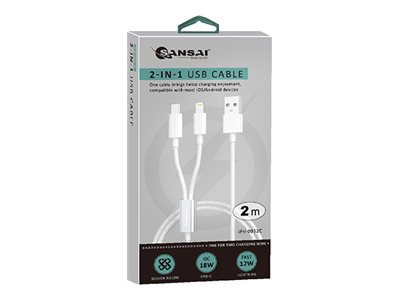 Sansai charging / data cable, Lightning / USB, 2 m