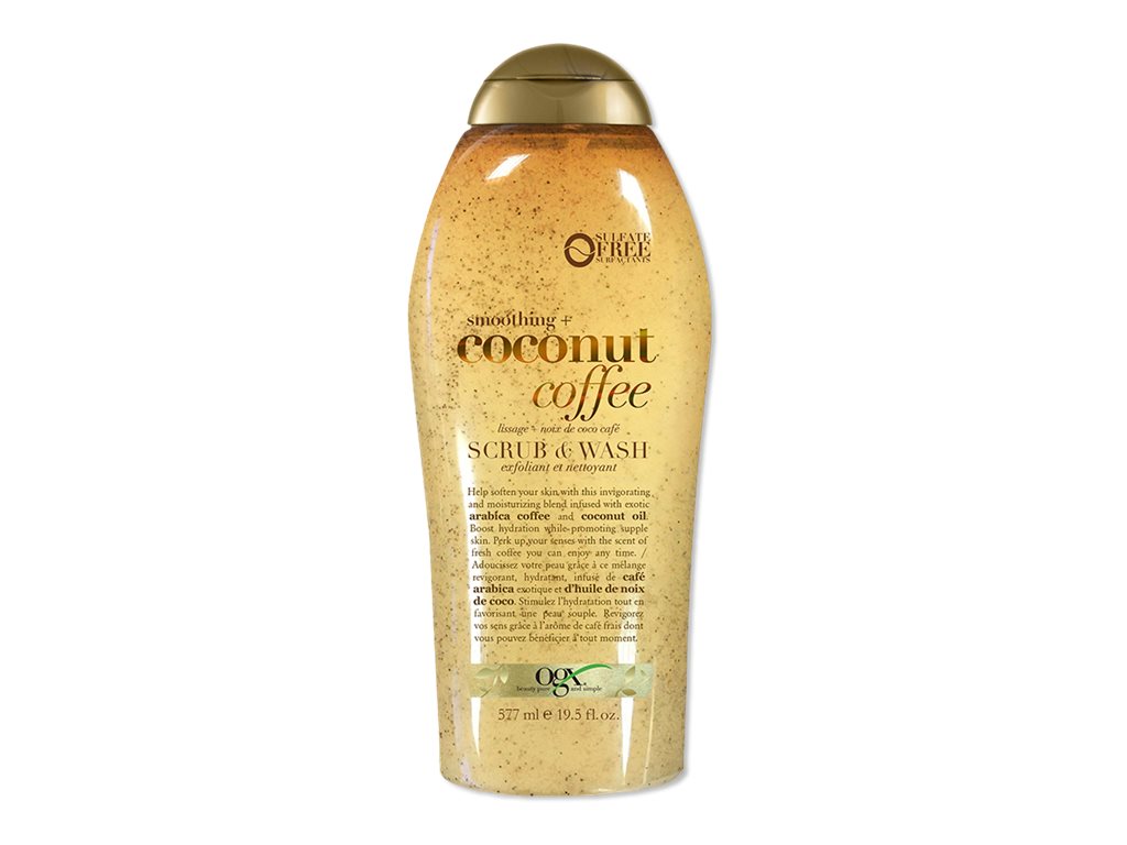 OGX Smoothing +Coconut Coffee Scrub & Body Wash - 577ml