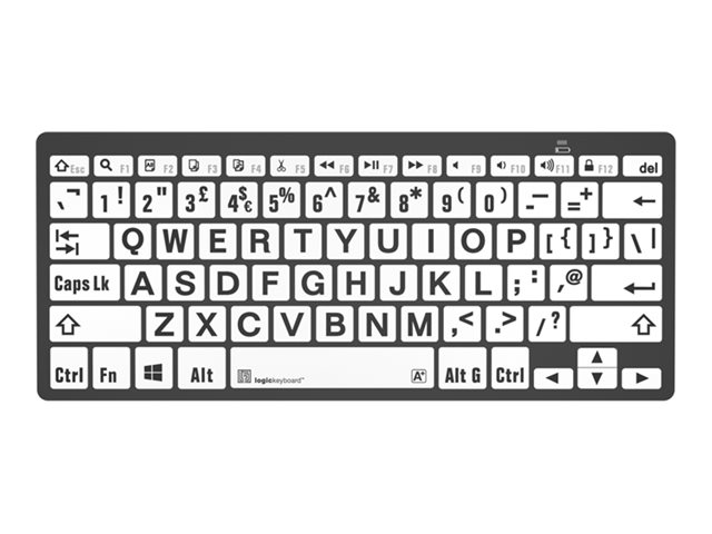 An image of LogicKeyboard Largeprint - keyboard - mini, Windows - QWERTY - UK - black on white Input Device
