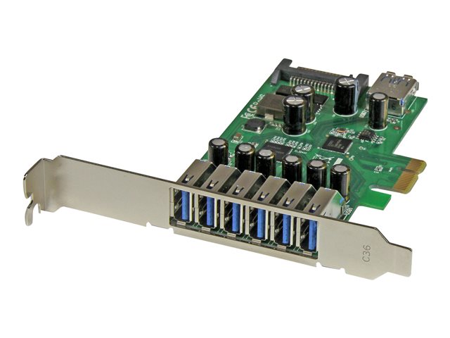 Image of StarTech.com 7 Port PCI Express USB 3.0 Card - Standard & Low-Profile - SATA Power - UASP Support - 1 Internal & 6 External USB 3.0 Ports (PEXUSB3S7) - USB adapter - PCIe 2.0