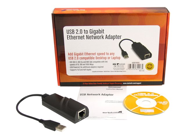 Startech Compact Black USB 2.0 to Gigabit Ethernet NIC Network Adapter ...
