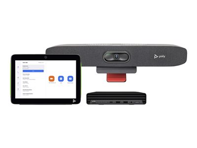HP Poly Studio Small Room Bundle - Pour Zoom Rooms - kit de video-conference (controleur tactile Poly TC10, Mini PC de conference HP, Poly Studio R30 video bar) - certifie Zoom - noir, sable - power adapter included