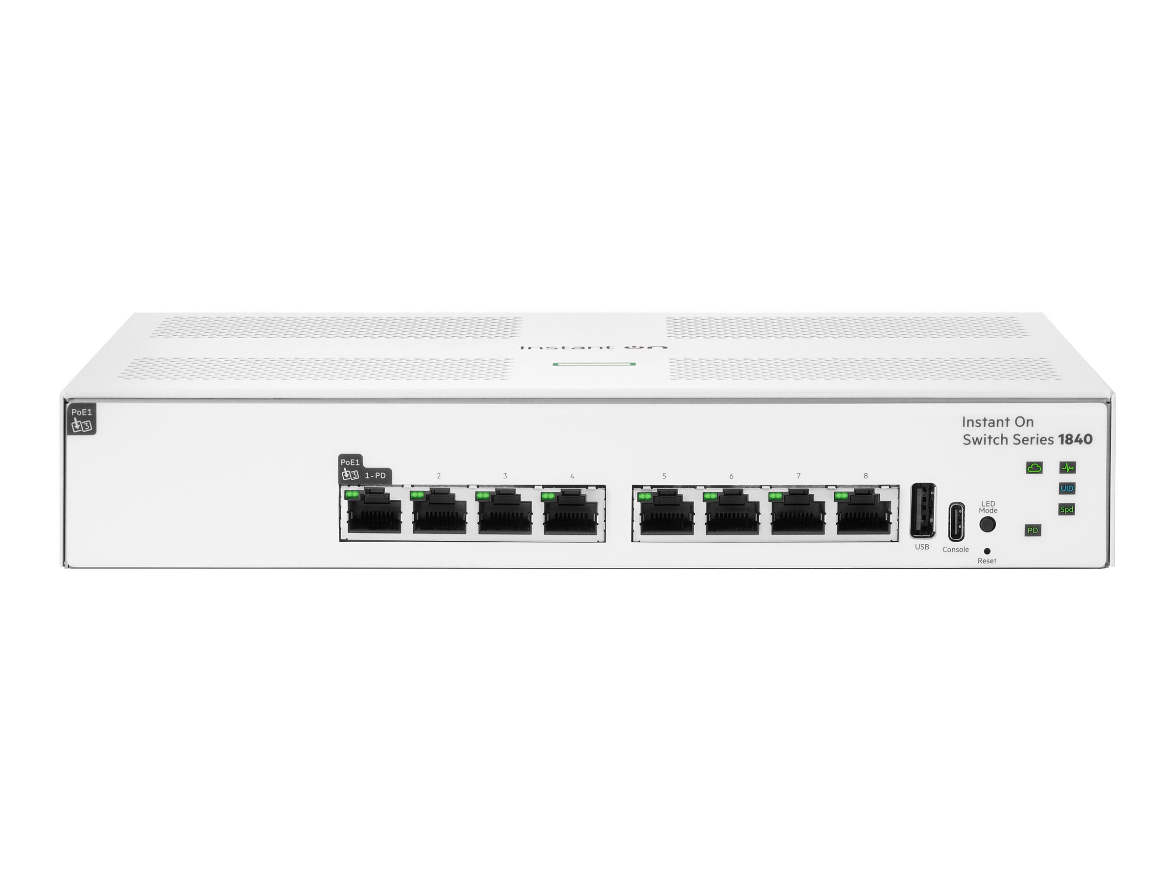 HPE Networking Instant On 1840 8p Gigabit 1p CL3 PD switch 8 ports Managed table-top Product shot Front 79950