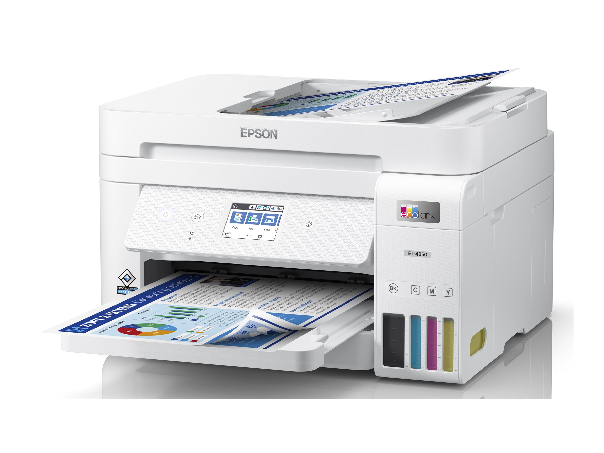 Epson EcoTank ET-4850 Wireless All-in-One Colour Multifunction Ink-Jet Printer - White - C11CJ60202