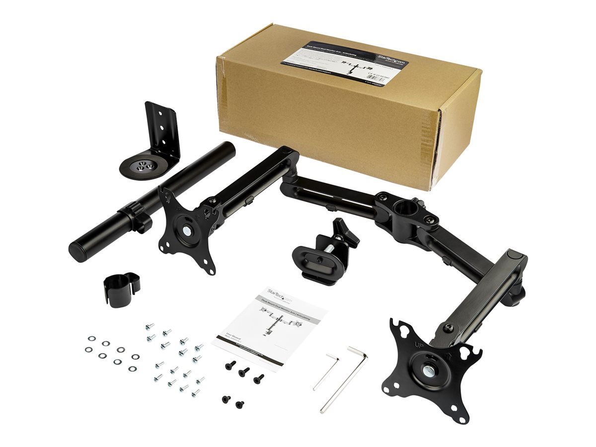 StarTech.com Desk Mount Dual Monitor Arm, Desk Clamp VESA Compatible Monitor Mount for up to 32 inch Displays, Ergonomic Articulating Monitor Arm, Height Adjustable/Tilt/Swivel/Rotating - Double Monitor Arm (ARMDUAL3) montážní sada - nastavitelné rameno - pro 2 monitory - černá – foto 4