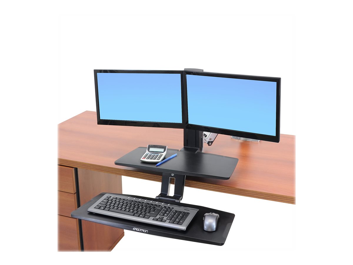 Ergotron WorkFit-A Dual Workstation With Suspended Keyboard - nástavec na stůl - leštěný hliník, černá – foto 2