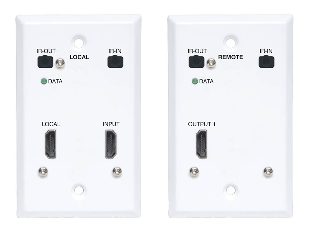 Eaton Tripp Lite Series HDMI over Cat6 Extender Kit, Wallplate Transmitter and Receiver, 4K 60Hz, 4:4:4, IR, PoC, HDR, HDCP 2.2, 230 ft., TAA
