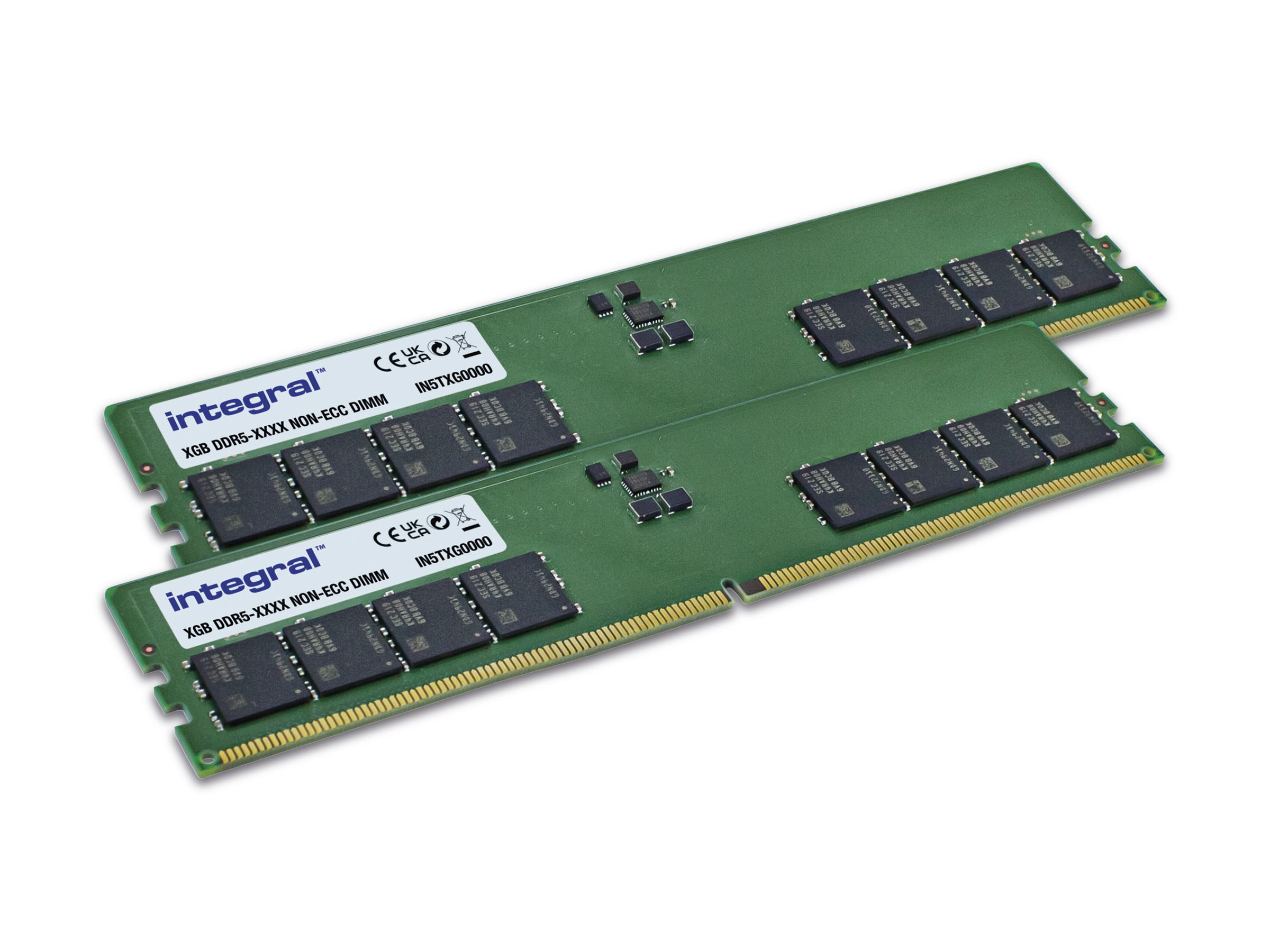 Integral - DDR5 - kit - 32 GB: 2 x 16 GB - DIMM 288-pin - 4800 MHz / PC5-38400 - unbuffered