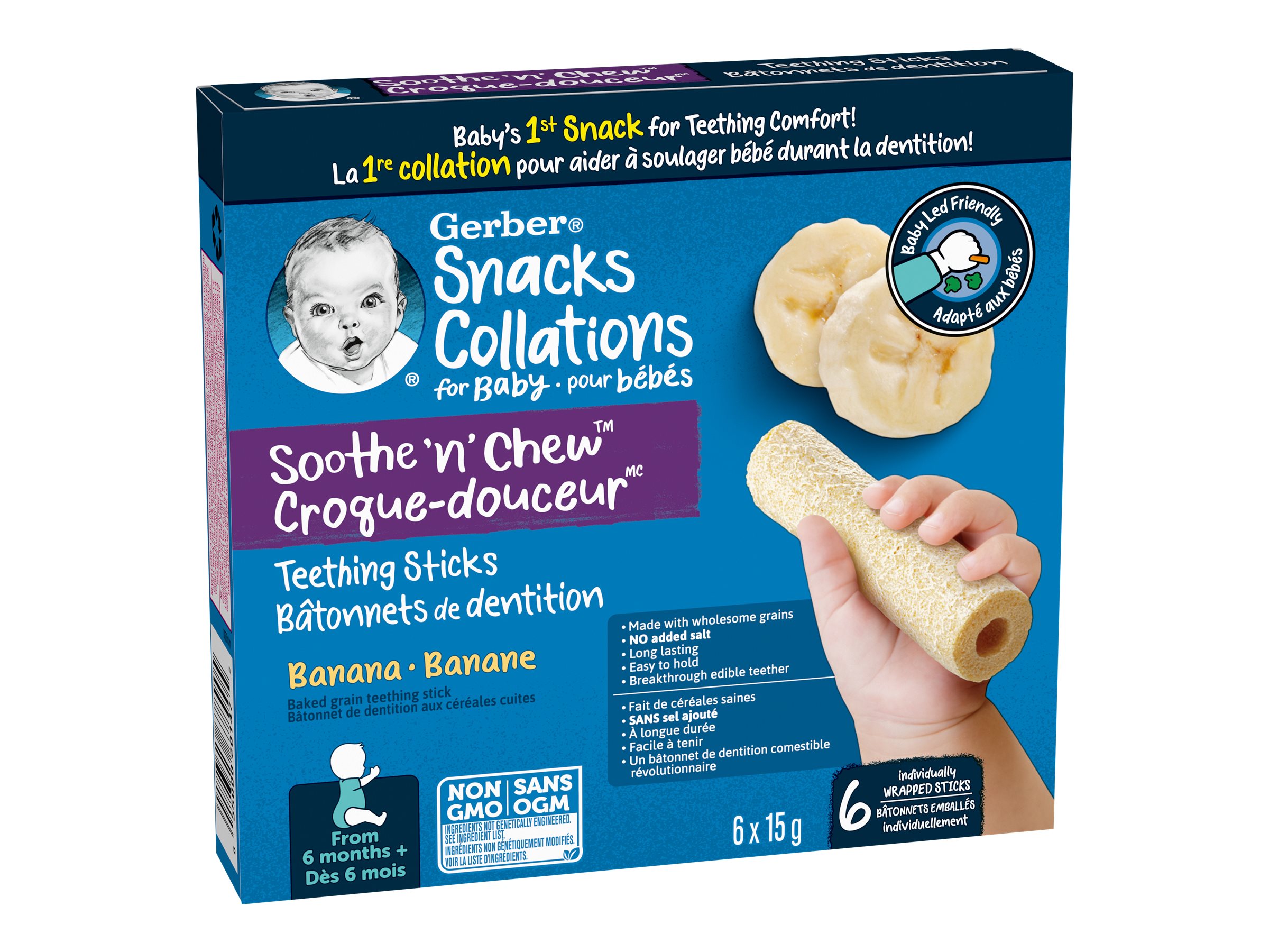 Gerber Soothe 'n' Chew Teething Sticks Banana 6 x 15g