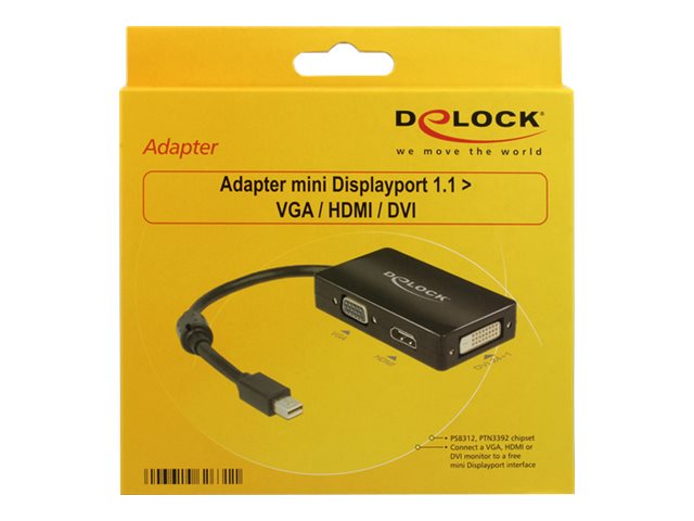 Delock Delock Adapter mini Displayport 1.1 male > VGA / HDMI / DVI female Passive - nástroj pro převod videa - černá – foto 2