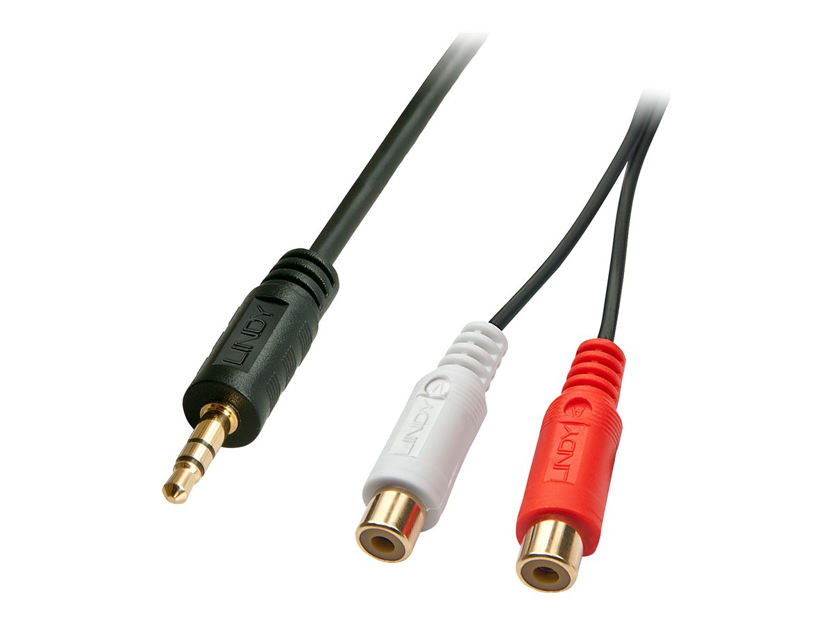 C ble audio Premium 2 x RCA (Cinch) femelle vers jack 3,5mm m le, 25cm