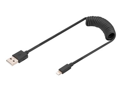 DIGITUS USB 2.0 - USB - A auf Lightning Spiralkabel max. 1m