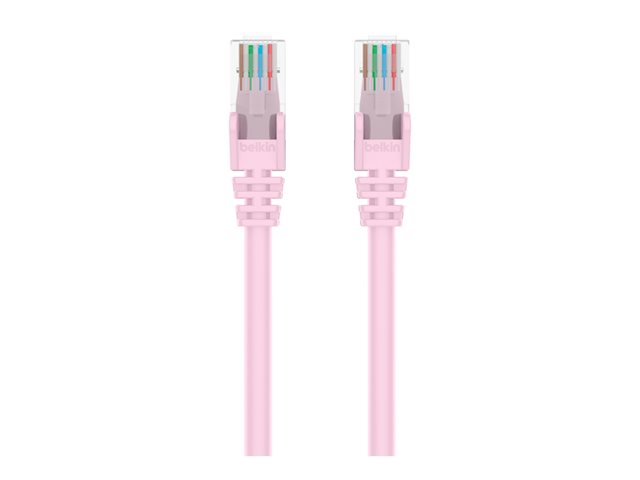 Belkin - Cordon de raccordement - RJ-45 (M) pour RJ-45 (M) - 15.2 cm - 5.9 mm - UTP - CAT 6 - moule, sans crochet, bloque - rose