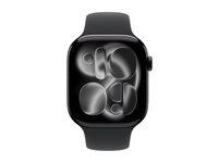 Apple Watch Series 11 (GPS + Cellular) - jet black aluminium - smart watch with sport band - black - 64 GB