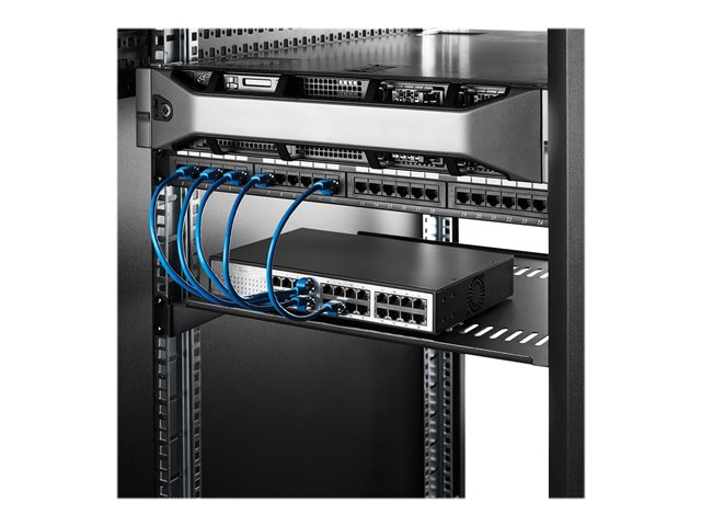 StarTech.com 1U Vented Server Rack Cabinet Shelf, 16in Deep Fixed Cantilever Tray, Rackmount Shelf for 19