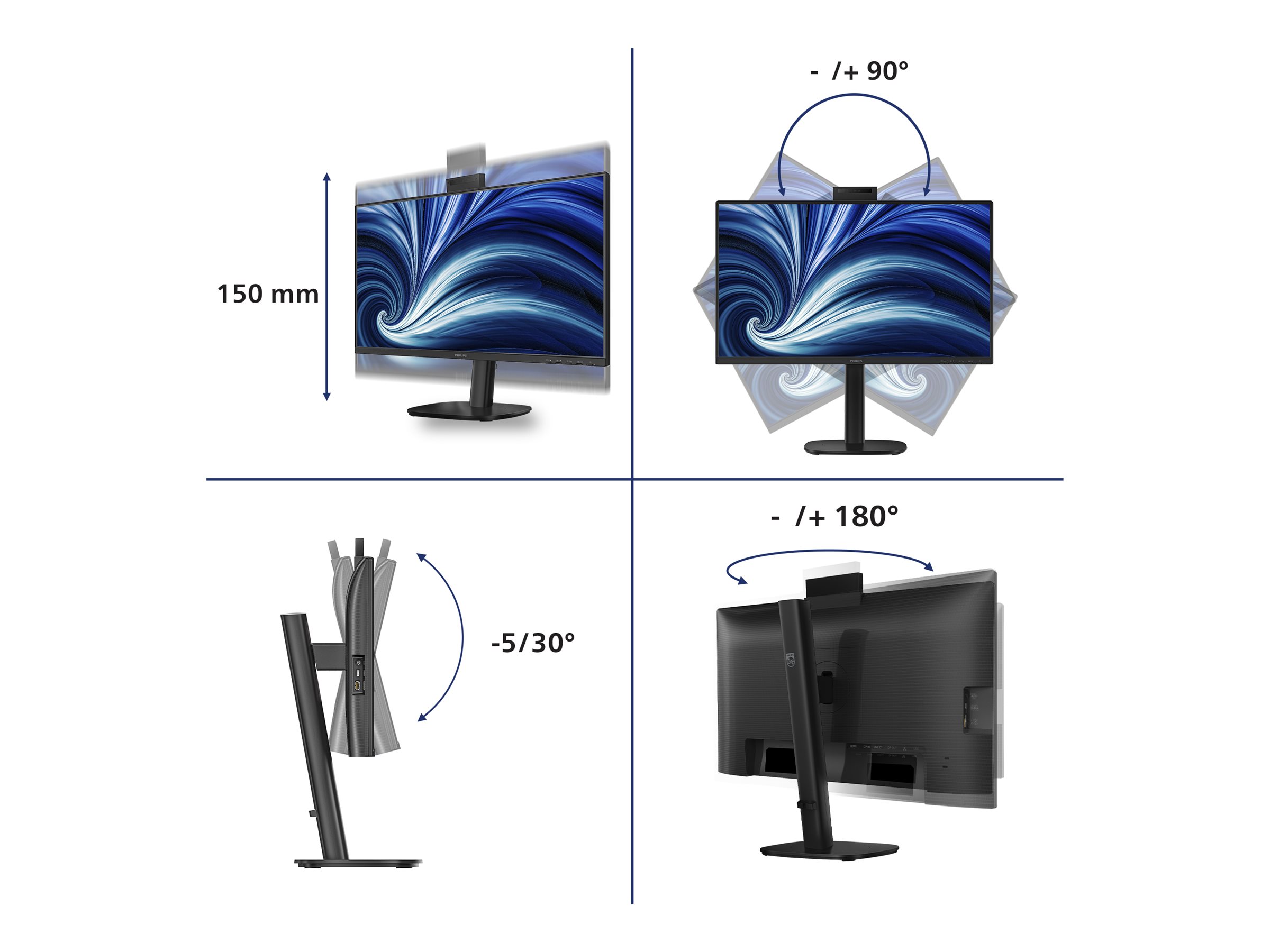 Philips 24B2U3301H 3000 Series LED monitor Product shot Left-angle 79900
