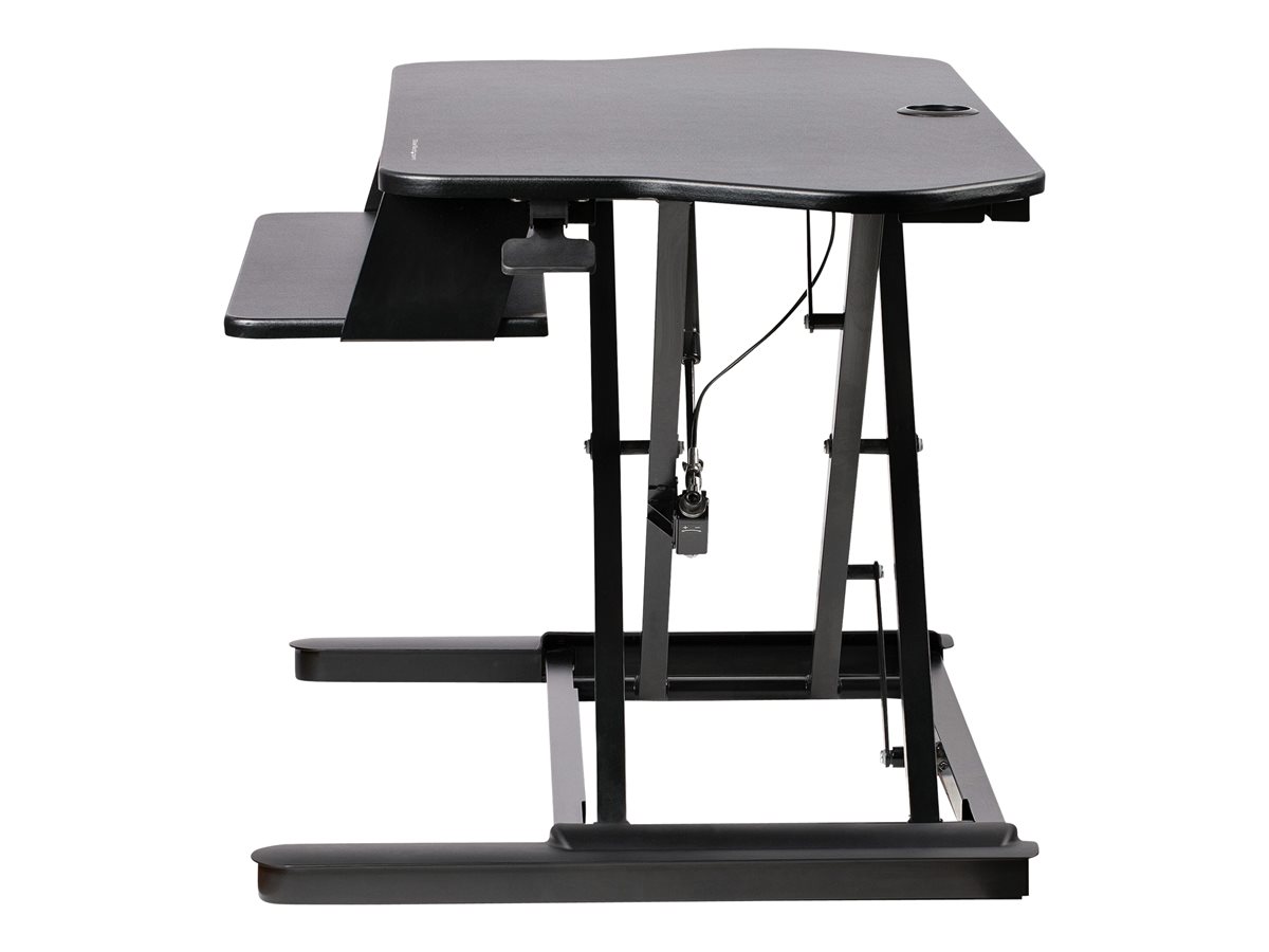 StarTech.com Corner Sit Stand Desk Converter with Keyboard Tray, Large Surface 35" x 21", Height Adjustable Ergonomic Desktop/Tabletop Standing Workstation, Supports Dual Monitors - Corner Stand Up Desk Converter (ARMSTSCORNR) - nástavec na stůl - hranatý - černá – foto 4