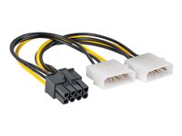 Akyga 8 pin PCI Express-strøm (female) - 3 pin Molex (male) Sort Gul 15cm Strømforsyningsadapter
