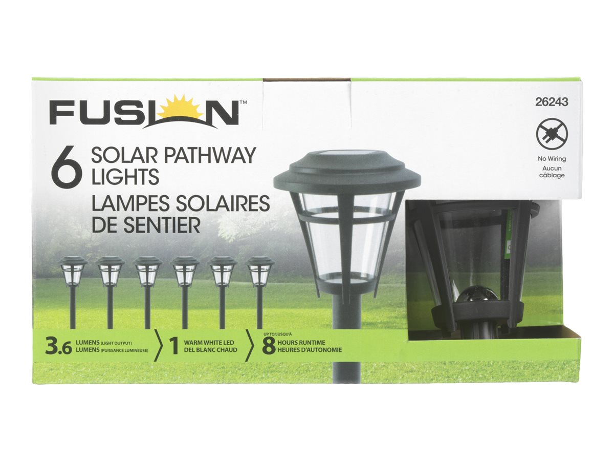 Fusion Solar Pathway LED Garden Light - Black - 6pcs