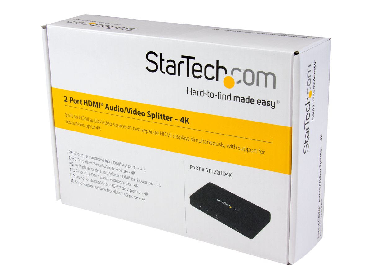 StarTech.com HDMI Splitter 1 In 2 Out - 4k 30Hz - 2 Port - Aluminum - HDMI Multi Port - HDMI Audio Splitter (ST122HD4K) - spínač video/audio - 2 porty – foto 4