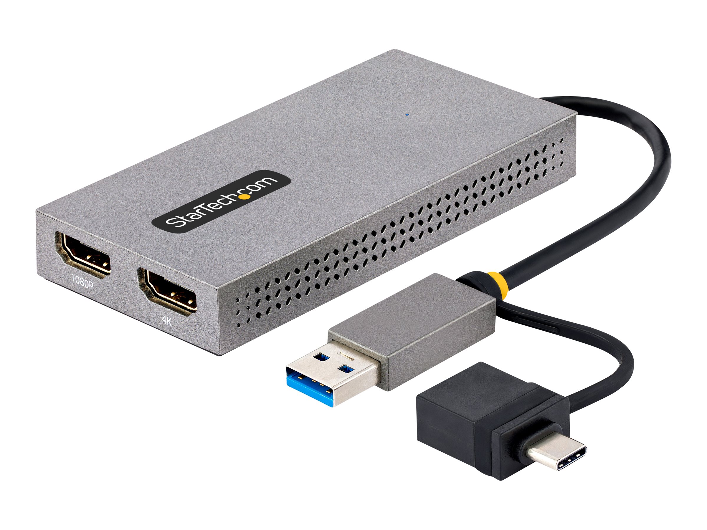 Startechcom Usb To Dual Hdmi Adapter Usb A C To 2x Hdmi Monitors 1x 4k 30hz 1x 1080p Integrated Usb A To C Dongle 4in 11cm Cable Windows Macos Usb 30 To Hdmi Multi Monitor Display Adapter For Laptop 107b Usb Hdmi Adapter Hdmi Usb