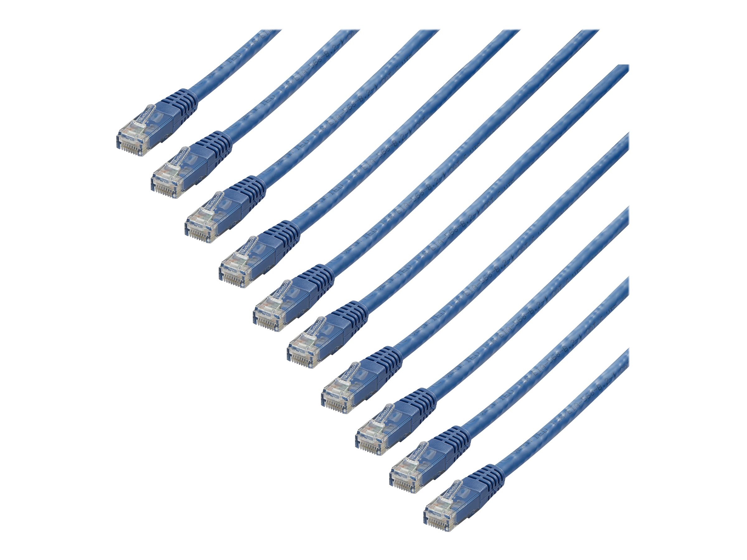 Startech 6ft CAT6 Ethernet Cable, 10 Gigabit Molded RJ45 650MHz 100W PoE Patch Cord, CAT 6 10GbE UTP Network Cable with Strain Relief, Black, UL Certified Wiring, 10 Pack