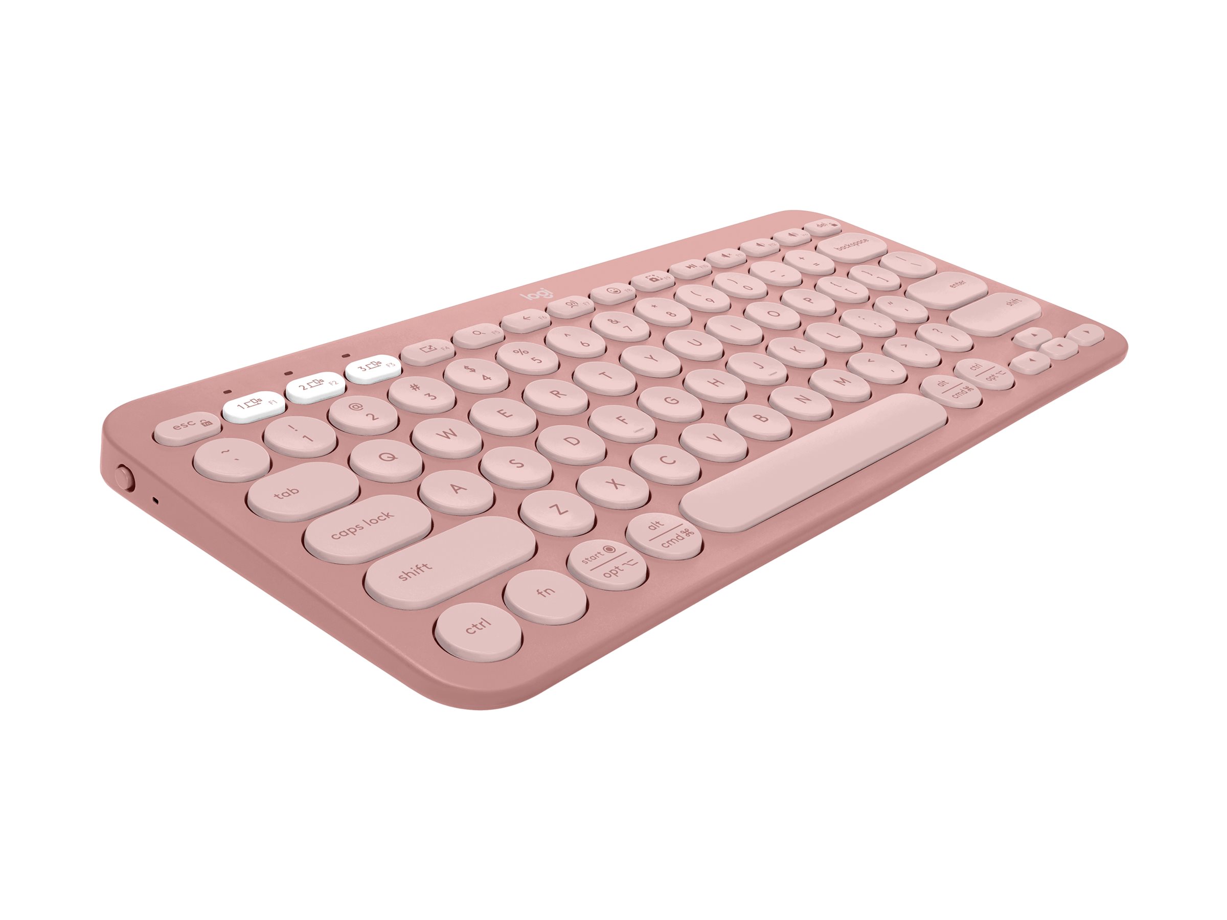 Logitech Pebble Keys 2 K380s keyboard QWERTY English tonal rose Input Product shot Left-angle 79901