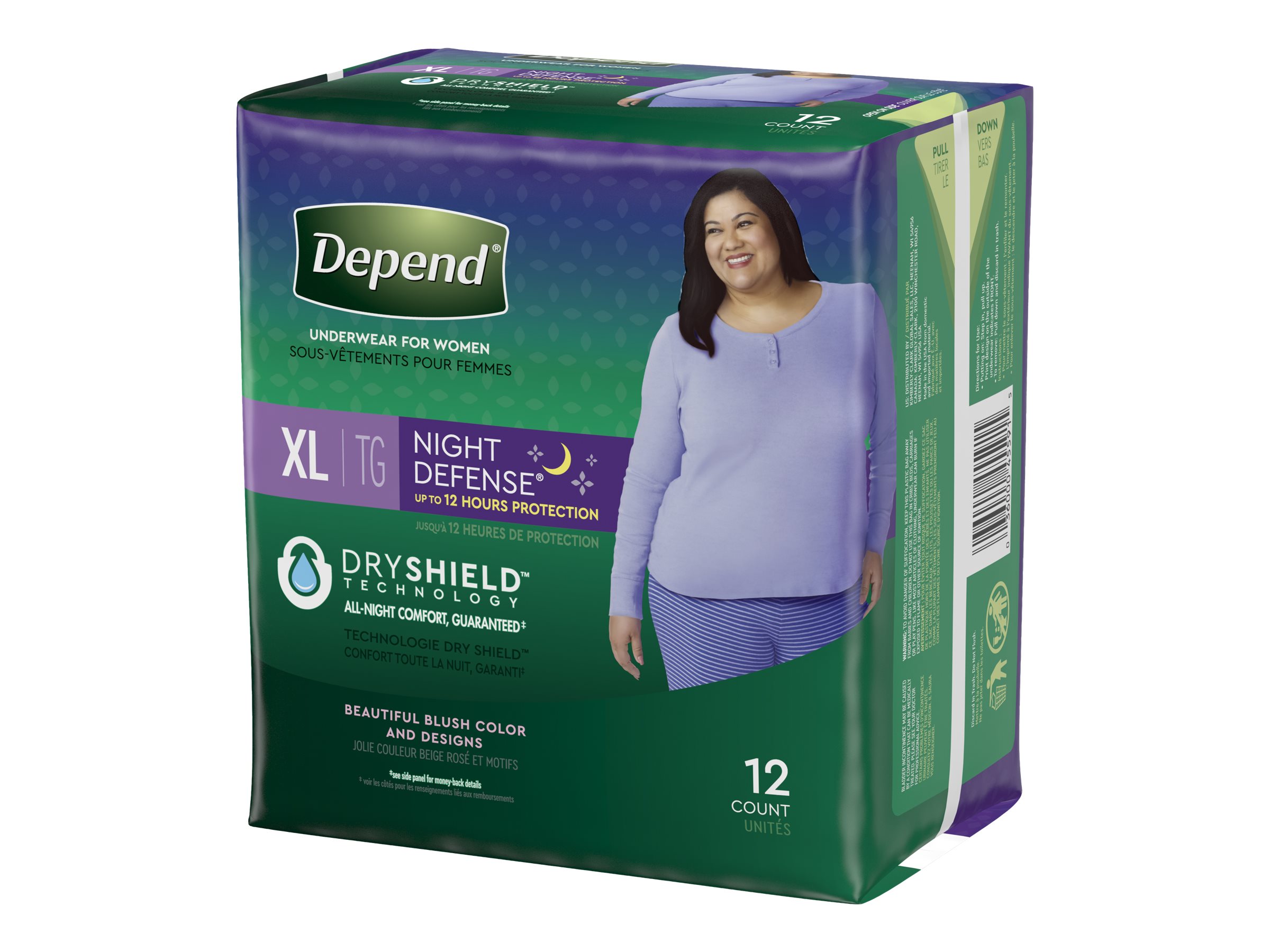 Depend Night Defense Incontinence Underwear for Women, Disposable,  Overnight, Small, Blush, 34 Count (Packaging May Vary)
