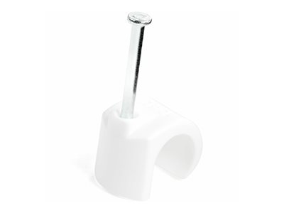 Startech 100 Pack Extra Large Cable Clips with Nail, Reusable, Nail-in Clamps, Wire Holding Clips, Ethernet Cord/AV/Coax Cable Fasteners, Brick/Drywall Mounting Cable Tacks, White, TAA