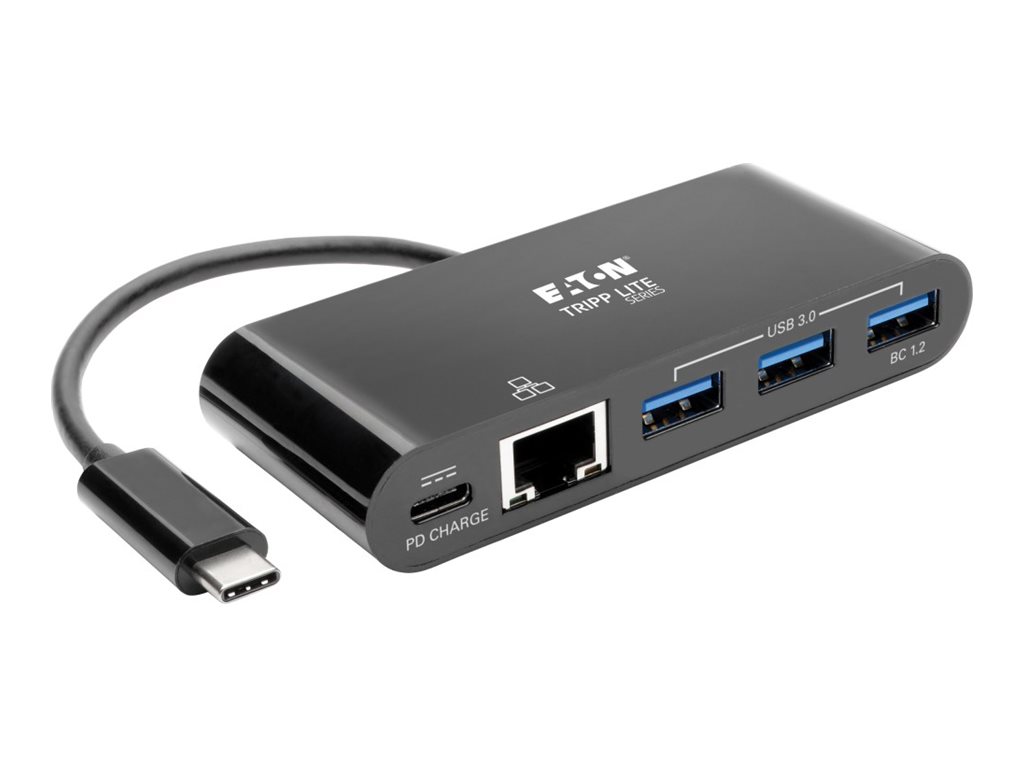Eaton Tripp Lite series 3-Port USB C hub w/ Gigabit ethernet GbE, USB-C Charging USB Type C USB-C USB 3.1 Hub