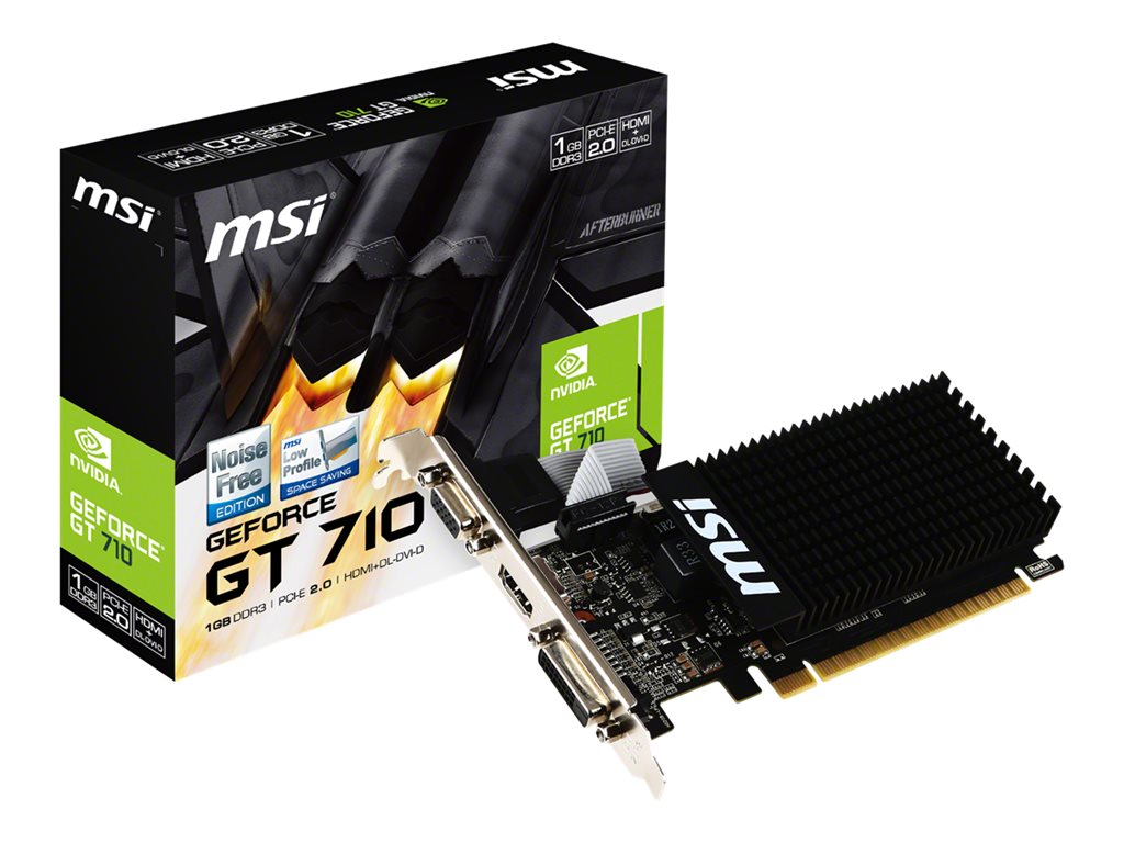 MSI VGA NVIDIA GeForce GT 710 1GD3H LP, GT710, GDDR3 1GB, DVI-I,HDMI,LP, pasiv