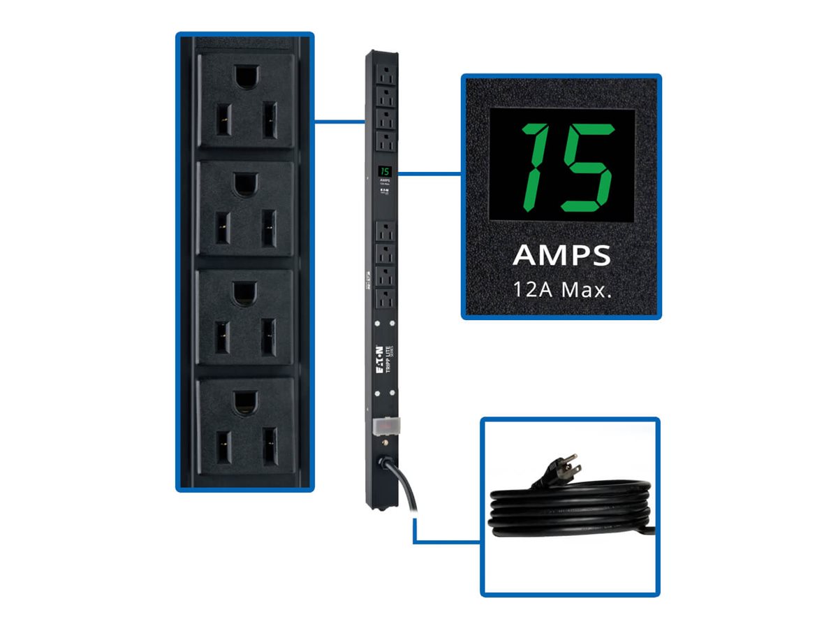 TRIPP LITE 24-outlet 5-15/20R metered 0u vertical rack digital pdu : Tripp Lite 24 Outlet Bench \u0026 Cabinet Power Strip, 22 5