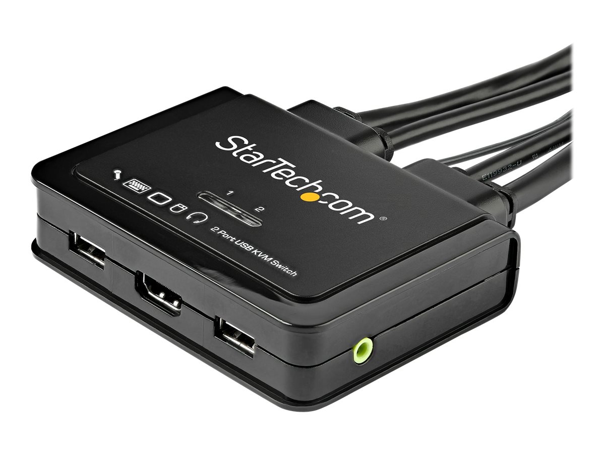StarTech.com 2 Port HDMI KVM Switch, 4K 60Hz, Compact Dual Port UHD/Ultra  HD USB Desktop KVM Switch with Integrated 4ft Cables & Audio, Bus  Powered & Remote Switching, MacBook ThinkPad