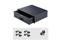 Startech - Tiroir de rangement pour rack - ouvertures de passage de câbles arrière, clés incluses, verrouillable, en acier, capacité de 10 kg - avant 