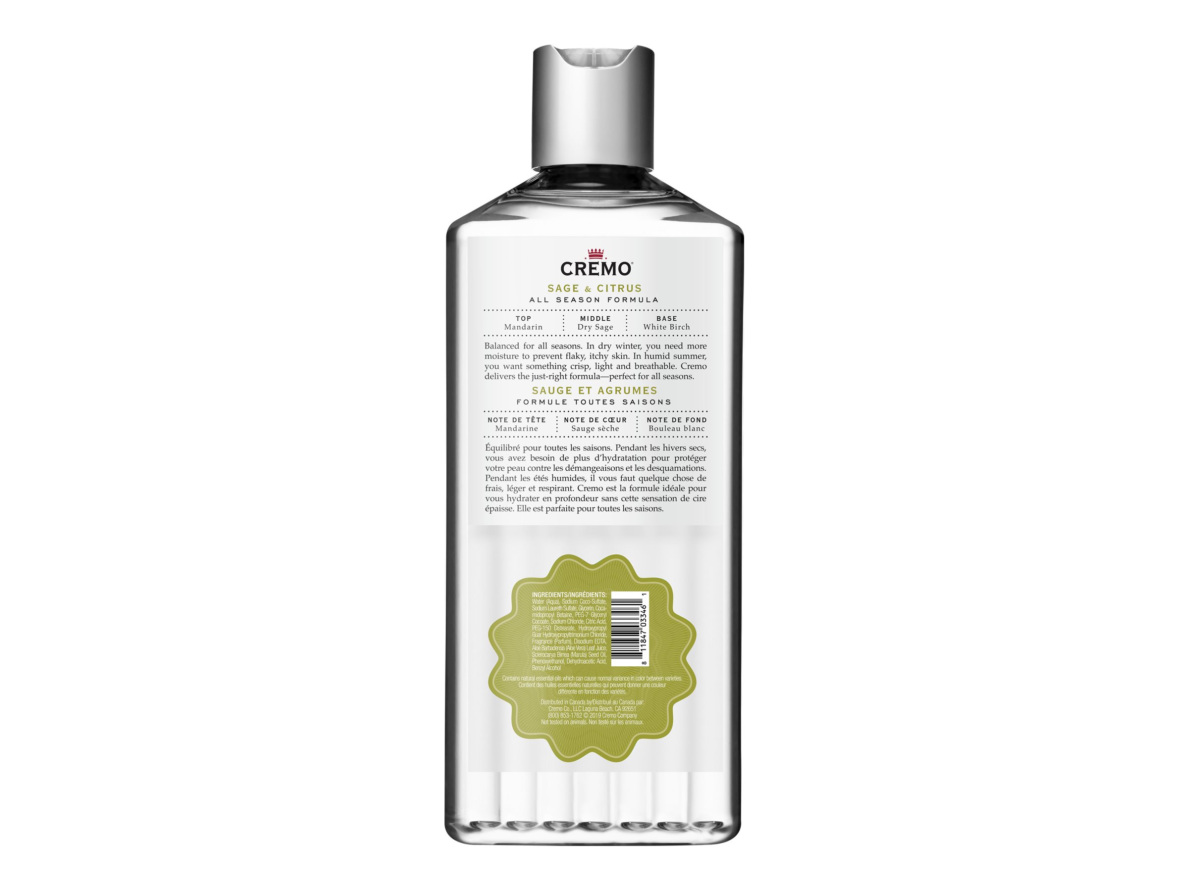 CREMO BODY WASH SAGE/CITRUS 473ML