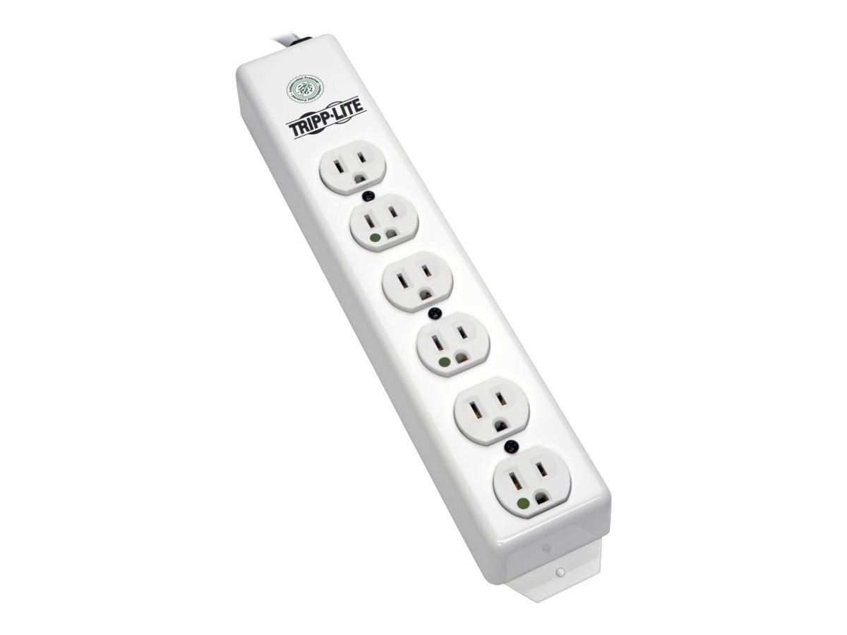 Tripp Lite Safe-IT Power Strip Hospital Medical Antimicrobial 120V 5-15R-HG 6 Outlet 15' Cord Metal