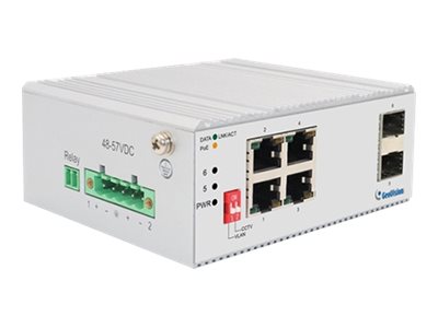 GeoVision GV-APOE0410-E Switch unmanaged 4 x 10/100/1000 (PoE+) + 2 x 2 Gigabit SFP 