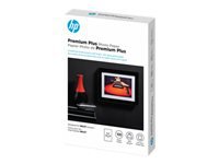 HP Premium Plus - Soft-glossy - 11.5 mil - 4 in x 6 in - 300 g/m² - 80 lbs - 100 sheet(s) photo paper - for Deskjet 36XX; ENVY 50XX, 76XX, Photo 7855; Officejet 52XX; Photosmart B110, Wireless B110