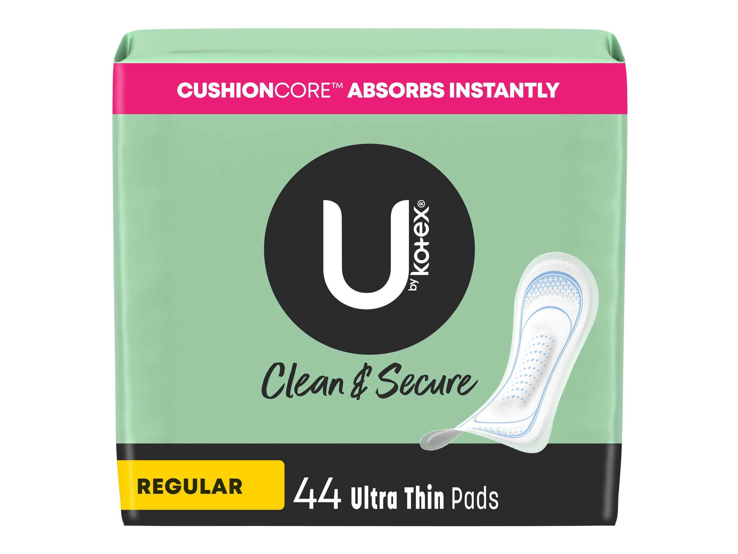 U by Kotex Clean & Secure Ultra Thin Pads - Regular - 44 Count