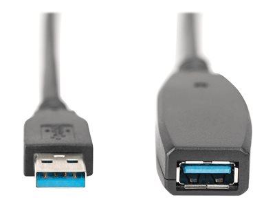 DIGITUS USB 3.0 Aktives Verlängerungskabel 15m, sw - DA-73106