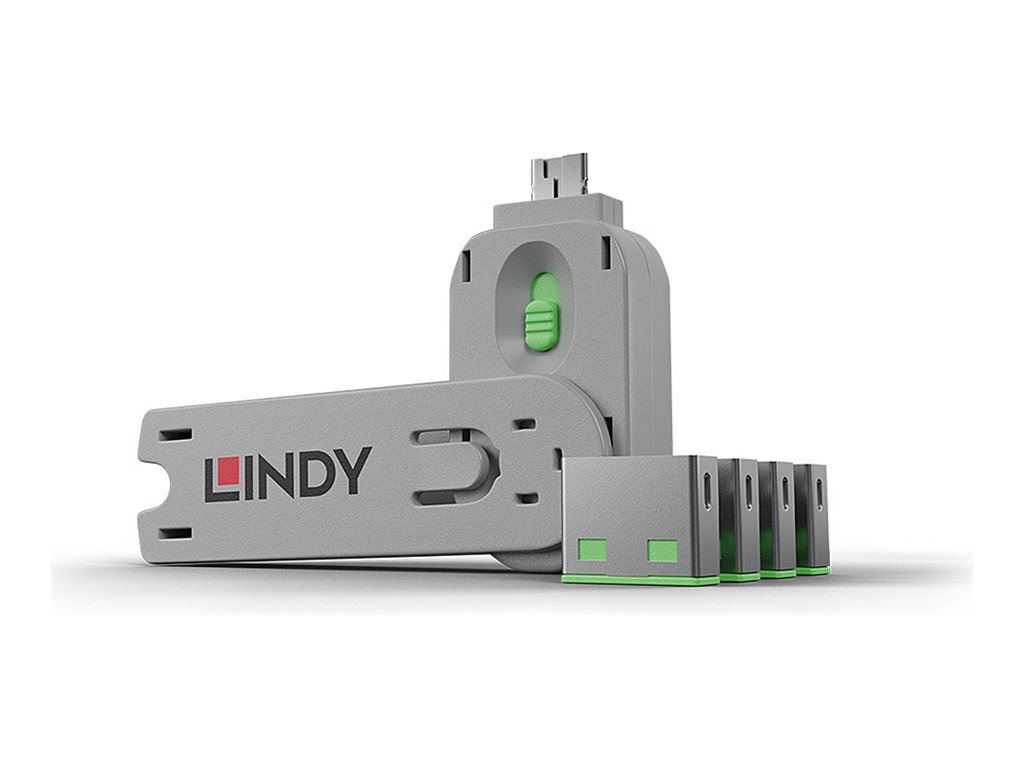 Clé USB et 4 bloqueurs de ports USB, Vert