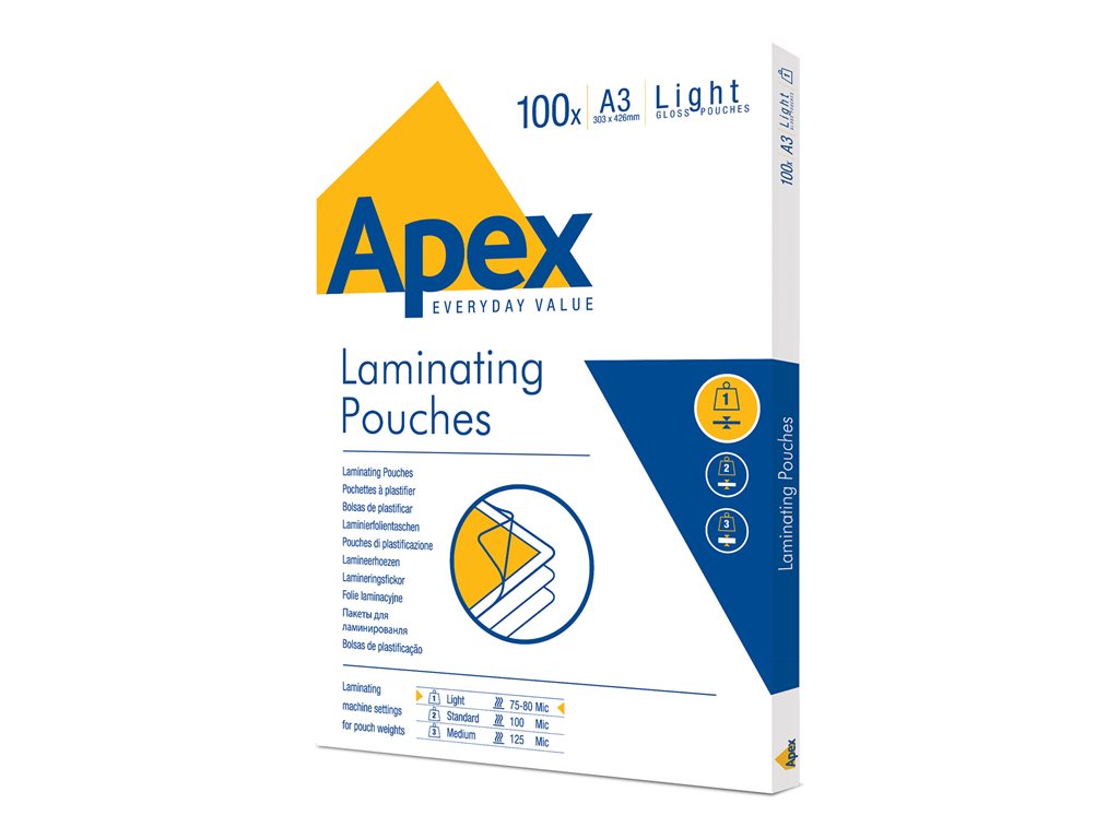 FELLOWES APEX POCHETTES A3 80 MIC 100PK